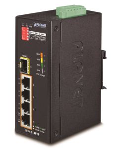 Planet ISW-514PTF, PoE switch 4x 10/100BaseTX+ 1x 100FX(SFP), 802.3at až 120W, DIN, IP40, -40~75 st.C, 12-48VDC