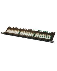 XtendLan Patch panel 19", 0.5U, 24 portů UTP RJ-45, Cat6, černý, LSA