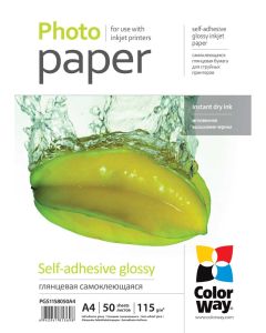 COLORWAY fotopapír/ samolepící/ glossy 115g/m2, A4/ 50 kusů