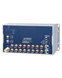 Planet Průmyslový PoE switch 16x Gb 802.3at, 2x 10 Gb, M12 konektory, 2x 10G Q-ODC, IP40, -40+70°C, 24-110 VDC