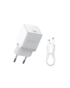 Baseus Palm Fast Nabíječka USB-C 20W + Datový Kabel USB-C/USB-C 1m White