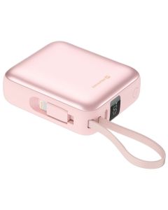 Swissten Power Bank Space 10000 mAh S Integrovanými Kabely USB-C A Lightning Růžová