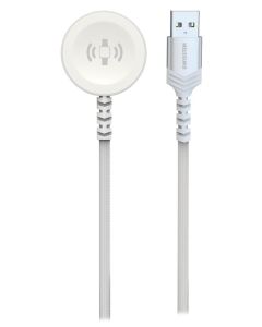 Swissten opletený magnetický kabel pro apple watch kovový, usb-a 1.2 m bílý