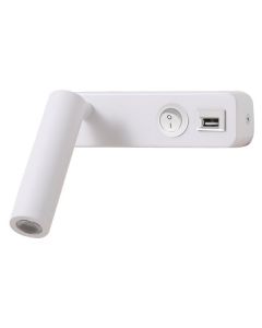 IMMAX GOAL designové nástěnné LED svítidlo, vypínač, USB, 3W, bílé