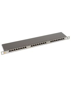 Solarix Patch panel  24xRJ45 CAT5E STP s vyvazovací lištou nerez 0,5U SX24HD-5E-STP-SL