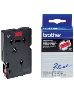 BROTHER laminovaná páska TC-491 / červená-černá / 9mm