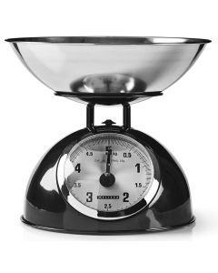 NEDIS Melissa kuchyňská váha/ analogová/ nosnost 5kg/ vyjímatelná mísa/ nerezová ocel/ černá