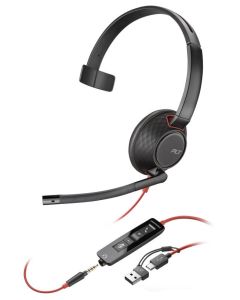 Poly Blackwire 5210 Monaural USB-C Headset +3.5mm Plug +USB-C/A Adapter
