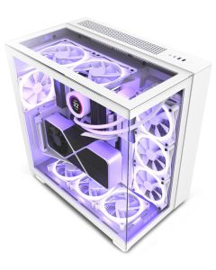 POŠKOZENÝ OBAL - NZXT skříň H9 Elite dvoukomorová ATX / 3xRGB 120 mm / 1x 120mm fan / prosklená / RGB&fan controler / bílá