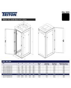 SLEVA! Stoj.rack 42U 600x800 černý, zadní kryt síto 80%