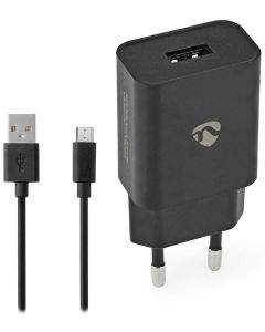 NEDIS síťová nabíječka/ 5 W/ 5 V/ 1 A/ USB-A/ černá/ micro USB kabel 1m