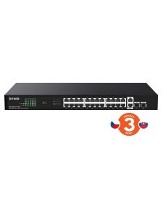 Tenda TEG1128P-24-250W PoE+ Gigabit switch 24x 1Gb/s PoE+ 802.3af/at + 2x SFP + 2x RJ45, 230W, Rack