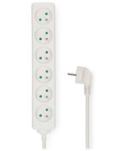 NEDIS napájecí prodlužovací zásuvka/ úhlová/ 6x zásuvka/ bílá/ 1,5m