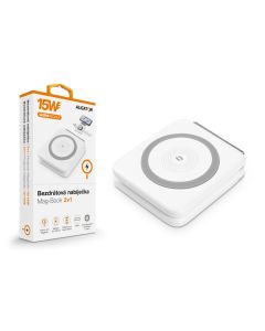 Bezdrátová nabíječka ALIGATOR Mag-Book 2v1, určeno pro MagSafe a nabíjení Apple Watch, 15W, bílá