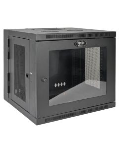 Skříň SmartRack 10U, Š=600mm, Hl=550mm, hloubka pro přepínače, prosklené dveře, montáž na stěnu