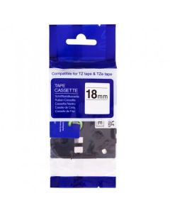PRINTLINE kompatibilní páska s Brother HSe-241, 18mm, černý tisk/ bílý podklad, bužírka
