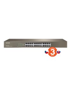 Tenda TEG1024G 24x Gigabit Switch, Fanless-bez ventilátorů, Rackmount 19", ochrana proti přepětí