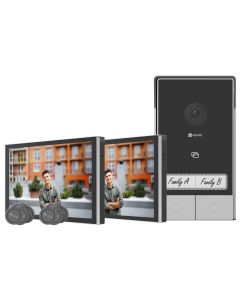 EZVIZ chytrý domácí interkom HP7 2-Family Kit-EU/ Wi-Fi/ 2048 x 1296/ 2x 7" dotykový monitor/ zvonek/ IP65/ černo-stř.