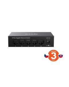 Tenda TEG1005M - 5x 10/100/1000 Mbps Kovový Switch, Fanless - bez ventilátorů, ochrana 6 kV