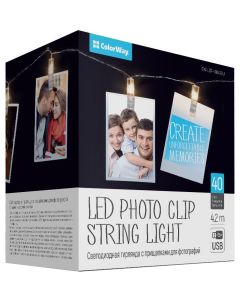 COLORWAY LED fotokolíčky / 40 LED / délka 4,2 m / teplá bílá/ napájení USB
