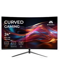 MISURA 24" LED P23MM24DFA01/ prohnutý/ VA/ 1920x1080 (FHD)/ 4000:1/ 1ms/ 300 cd/m2/ HDMI/ DP/ REPRO/ VESA 75x75/ černý