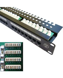 DATACOM Patch panel 19" UTP 24 port CAT5E LSA 1U BK (3x8p)hor.záře