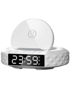 IMMAX multifunkční stolní hodiny CLOCK/ Qi bezdrátová nabíječka 3v1/ 5W/10W/ podsvícení/ bílé