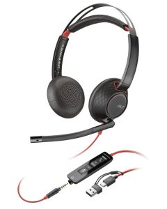 Poly Blackwire 5220 Stereo USB-C Headset +3.5mm Plug +USB-C/A Adapter (Bulk)