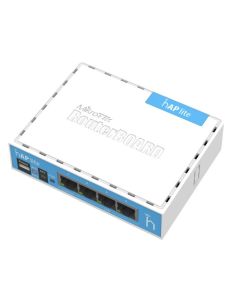 MikroTik, RouterBOARD RB941-2nD, hAP-Lite, 650Mhz CPU, 32MB RAM, 4xLAN, 2.4Ghz 802b/g/n, ROS L4, case, PSU