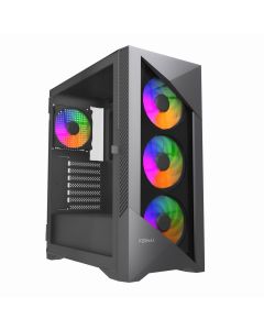 GEMBIRD Fornax 900/Midi Tower/Transpar./Černá
