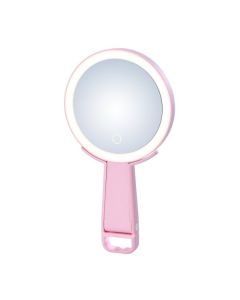 IMMAX LED kosmetické zrcátko SWEET Make up/ oboustranné/ 10x zvětšovací/ CCT/ stojánek na mobil/ růžové