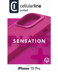 Ochranný silikonový kryt Cellularline Sensation Plus pro Apple iPhone 15 Pro, růžový