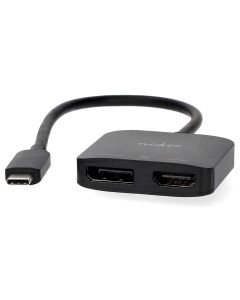 NEDIS kabelový adaptér USB-C/USB 3.2 Gen 1/ USB-C zástrčka - DisplayPort zásuvka - HDMI zásuvka/ černý/ BOX/ 20cm