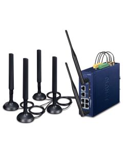 Planet dual 5G/LTE bezpečnostní brána, 2x WAN + 3x LAN, DI/DO, GPS, WiFi, DIN, IP30, -45/+75°C, dual 9-54VDC