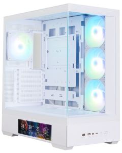 Zalman skříň P40 DS / ATX / 4x120mm ARGB fan / 2xUSB 3.0 / USB-C / displej / panoramatická / bílá