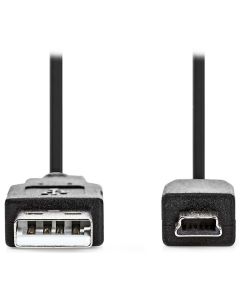 NEDIS kabel USB 2.0/ zástrčka USB-A - zástrčka USB Mini-B 5 pinů/ černý/ bulk/ 1m