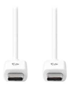 NEDIS kabel USB 2.0/ zástrčka USB-C - zástrčka USB-C/ 60 W/ 480 Mbps/ poniklovaný/ bílý/ bulk/ 2m