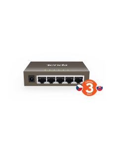 Tenda TEG1005D - 5x 10/100/1000 Mbps Kovový Switch, Fanless - bez ventilátorů, ochrana 6 kV