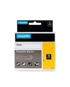 PRINTLINE kompatibilní páska s DYMO 18491, 19mm, 3.5m, černý tisk/žlutý podklad, RHINO, nylonová, flexibilní