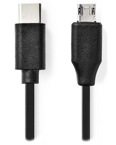 NEDIS kabel USB 2.0/ zástrčka USB-C - zástrčka USB micro-B/ černý/ bulk/ 1m