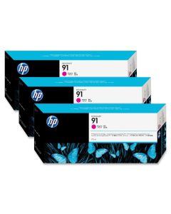 HP 91 Trojbalení purpurové inkoustové kazety, 775 ml