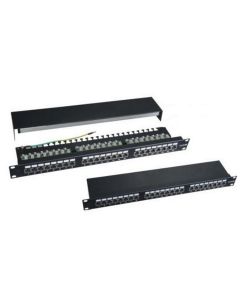 XtendLan Patch panel 19", 24 portů, stíněný, Cat5e, vyvazovák, dual, 2xAu