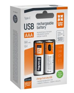 Colorway nabíjecí baterie AAA 590mAh/ USB-C/ 1.5V/ 6ks v balení