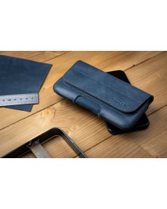 Horizontální kožené pouzdro FIXED Posh se zavíráním, velikost 6XL, modré