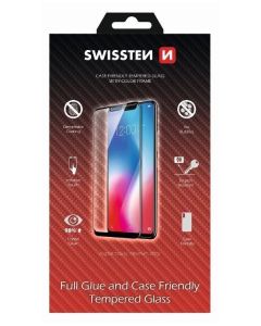 SWISSTEN SKLO FULL GLUE, COLOR FRAME, CASE FRIENDLY PRO APPLE IPHONE 16 PRO ČERNÉ