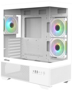 Zalman skříň Chronix / midT / 3x120mm ARGB fan / USB 2.0 / USB 3.0 / USB-C / panoramatická / bílá