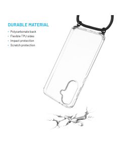 Pouzdro FIXED Pure Neck s odnímatelnou černou šňůrkou na krk pro Samsung Galaxy A36 5G/A56 5G