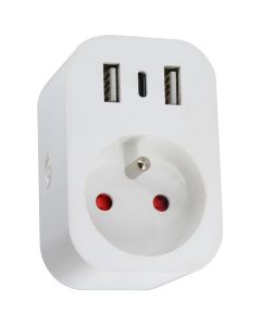 IMMAX NEO LITE SMART chytrá vnitřní zásuvka/ s kolíkem (typ E)/ Wi-Fi/  2x USB, 1x USB-C/ LIDL/ TUYA