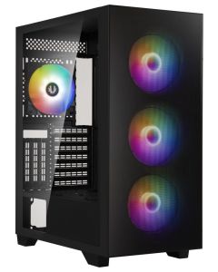 BitFenix skříň Flow FRGB/ ATX / 4x 120mm FRGB fan / 2x USB 3.0 / tvrzené sklo / černá