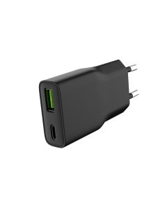 Univerzální USB nabíječka Natec RIBERA GaN SLIM, 20 W, 1X USB-A + 1X USB-C, Černá